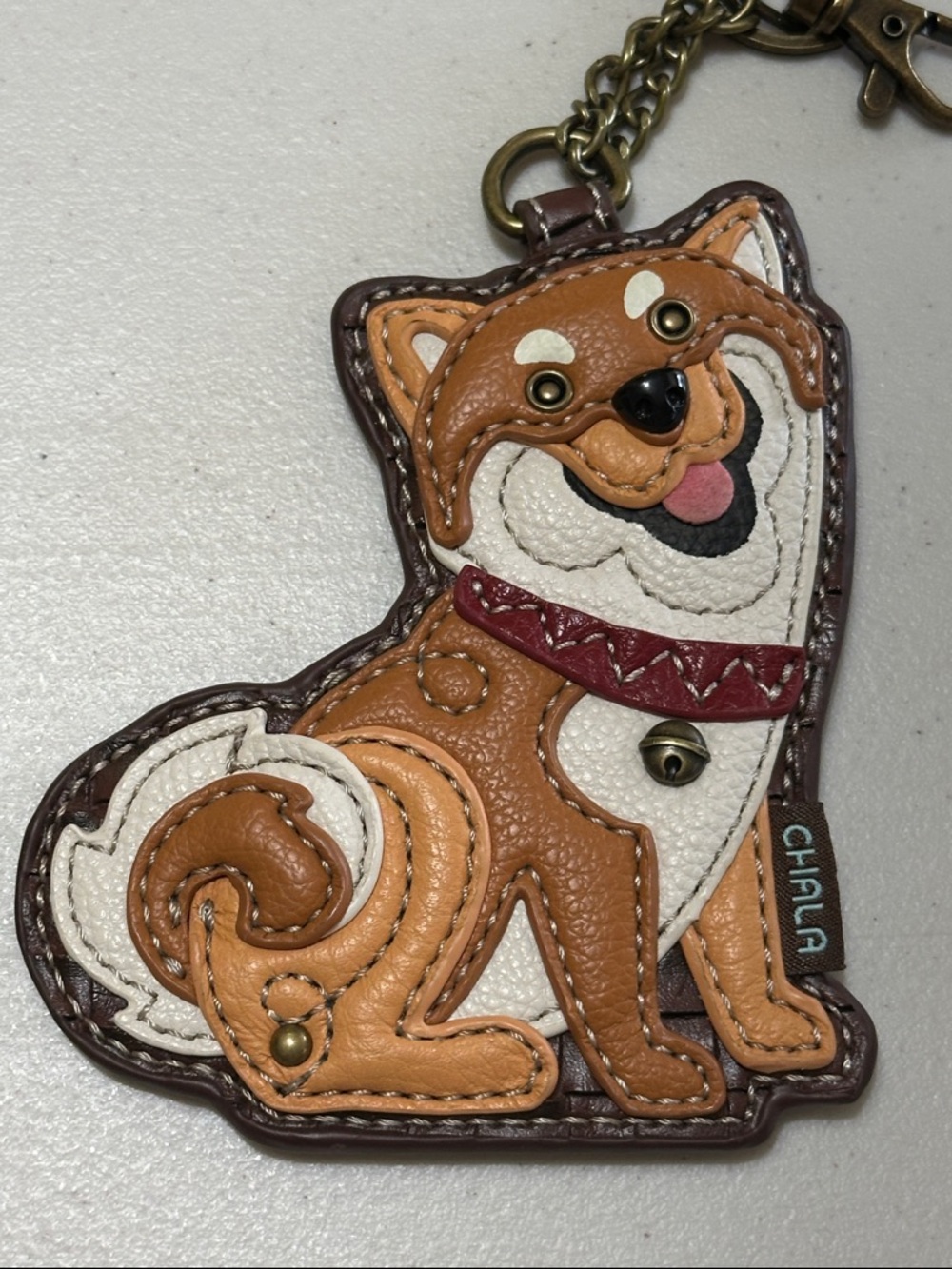 Chala Brown White Tan Shiba Inu Dog Keychain Charm - Key Fob/Coin Purse